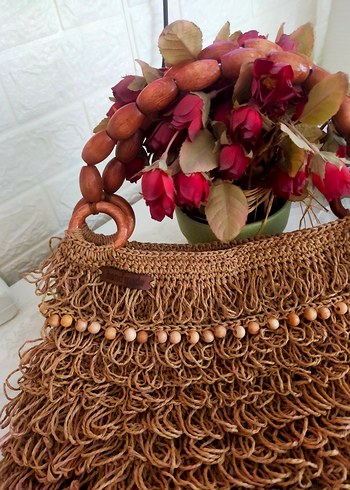 Boncuk Detaylı Bohem Örgü Kadın Çanta - Görsel 2