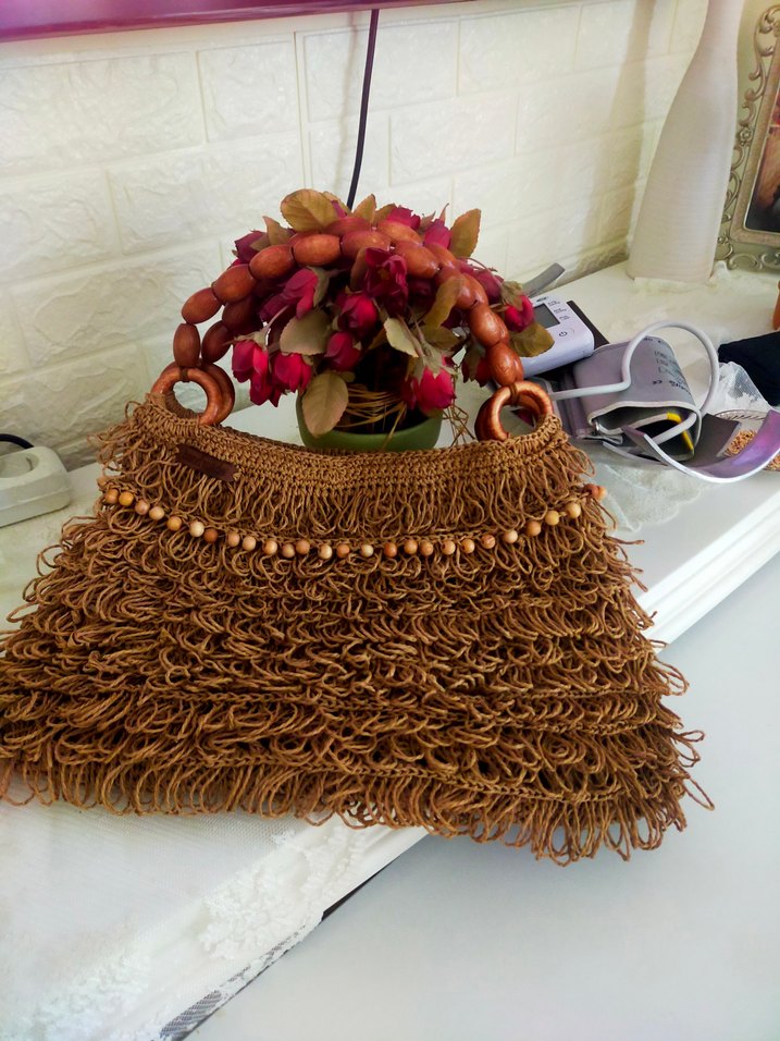 Boncuk Detaylı Bohem Örgü Kadın Çanta - Görsel 3