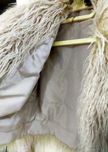 Bej Süet Kadın Kürklü Midi Ceket - Görsel 8