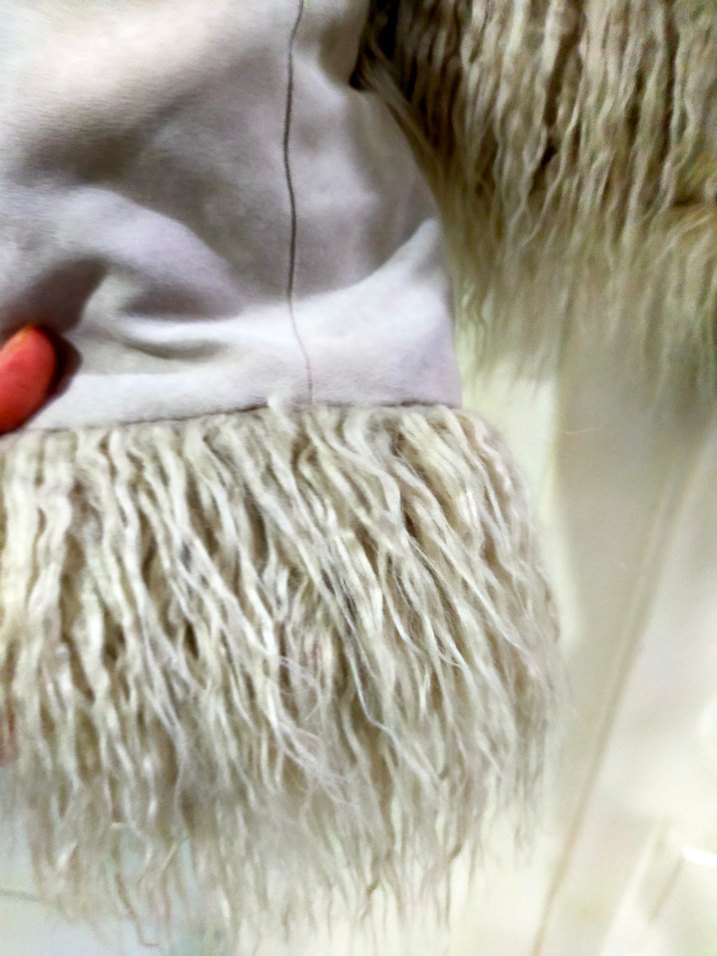 Bej Süet Kadın Kürklü Midi Ceket - Görsel 4