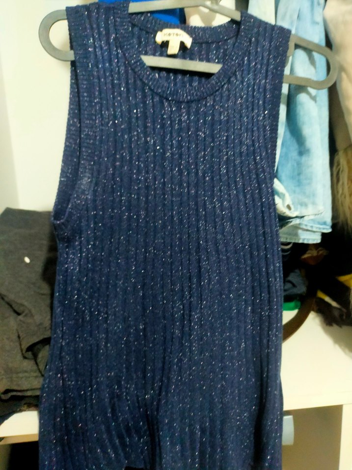 simli Lacivert Kadın bluz - Görsel 2