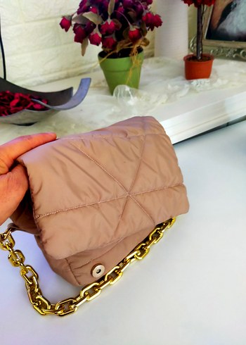 Zincir Detaylı Bej Kadın Çanta - Görsel 2