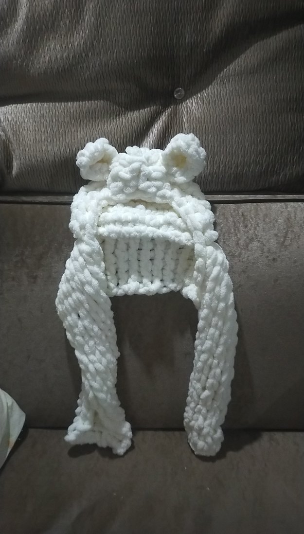 Beyaz Örgü Çocuk Bere Kulak Detaylı - Görsel 3