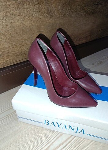 35 Beden bordo Renk Topuklu stiletto 