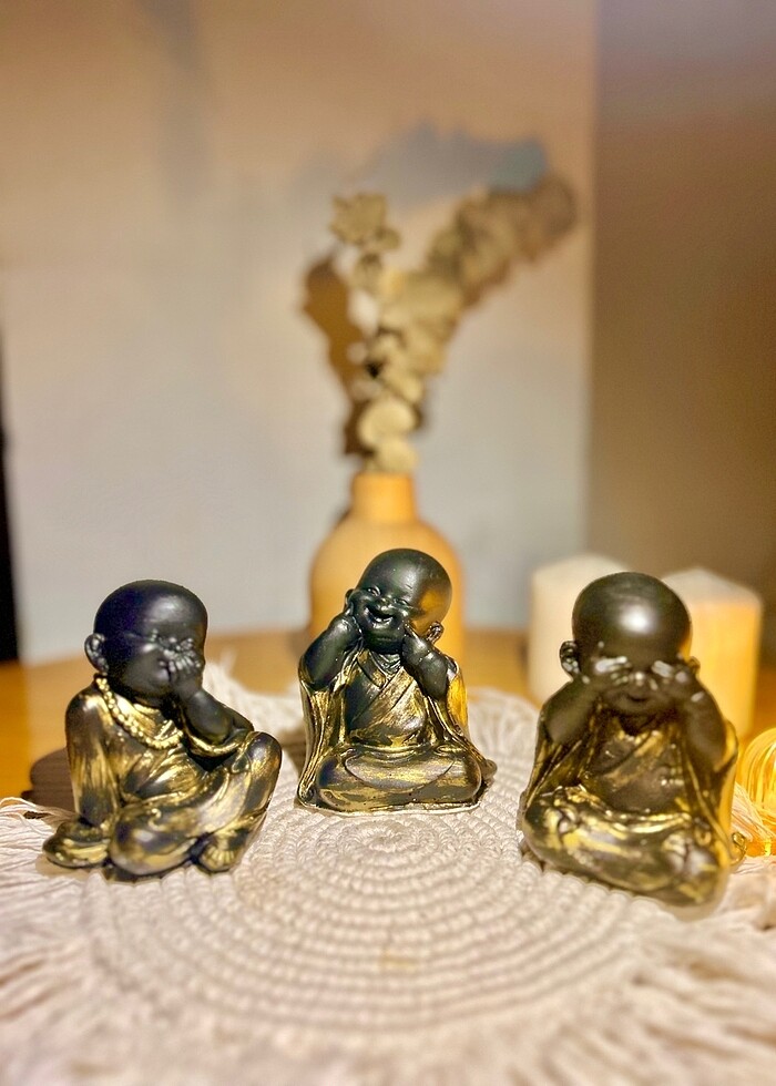 Kendi Tasarımım El yapımı 3?lü Buddha Biblo Seti - Görsel 2