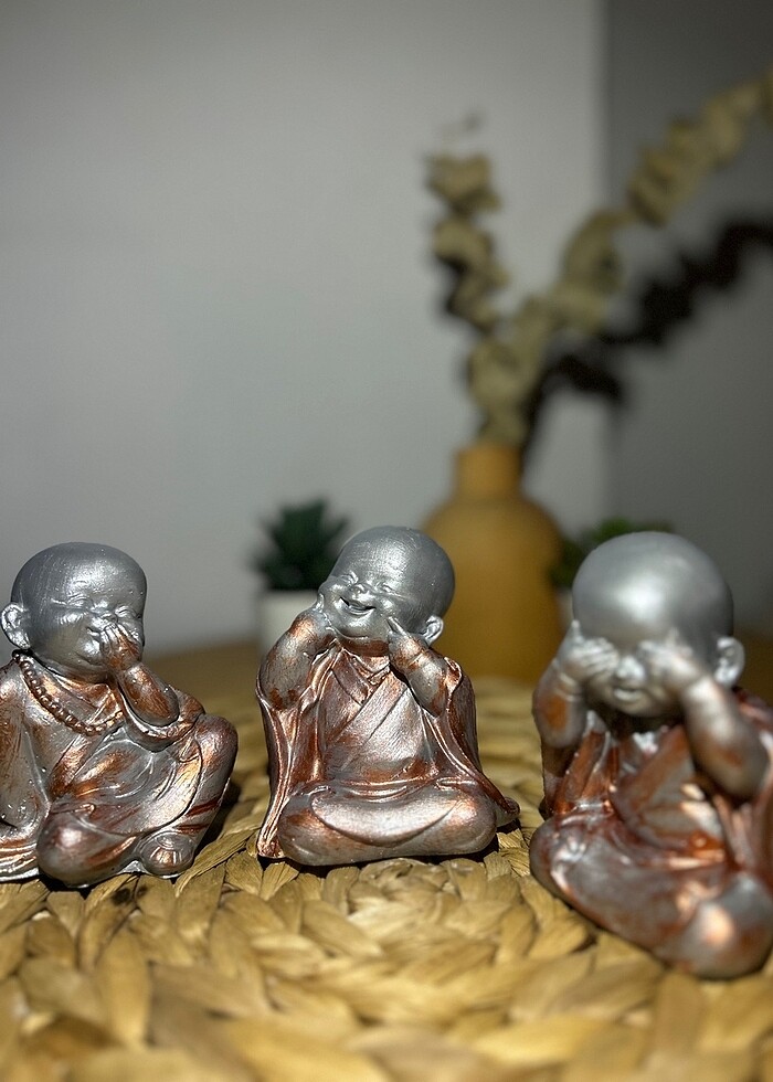 Kendi Tasarımım El yapımı 3?lü Buddha Biblo Seti - Görsel 3