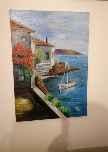 Mavi Deniz Manzaralı Yağlı Boya Tablo.