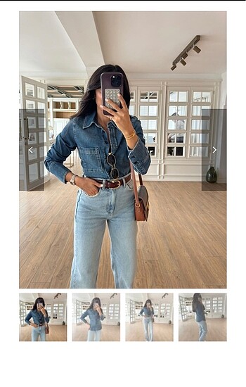 l Beden Denim kot gömlek