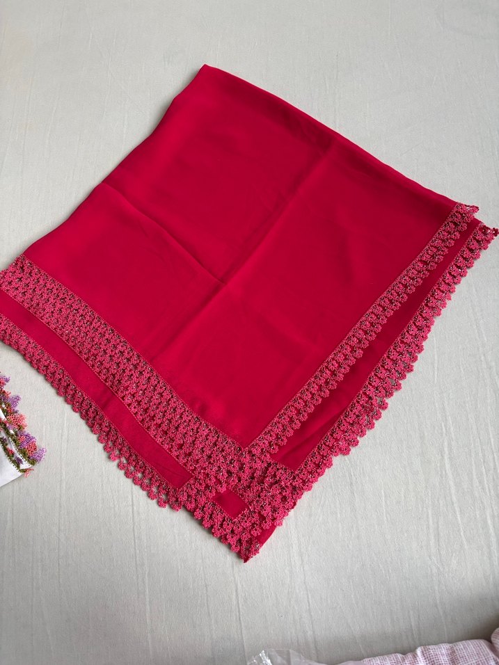 İğne oyası şal şifon kumaş - Görsel 2