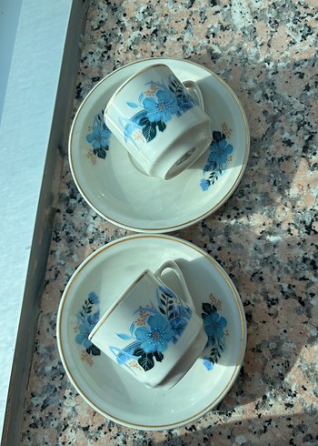 Mavi Çiçek Desenli Porselen Fincan Takımı - Görsel 3