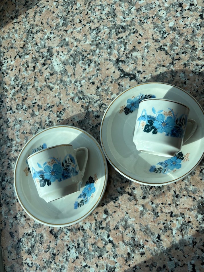 Mavi Çiçek Desenli Porselen Fincan Takımı - Görsel 2