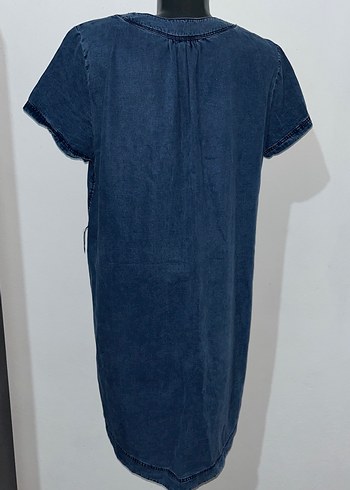 Kısa Kollu Denim Midi Elbise - Görsel 6