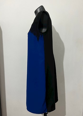 Dantel Detaylı Lacivert Kolsuz Midi Elbise - Görsel 5