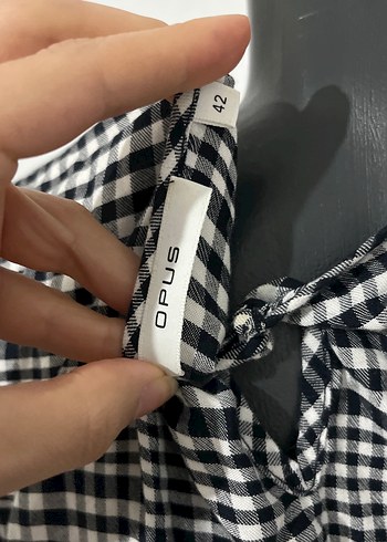 Kareli Keten Midi Elbise, Kısa Kollu, Salaş - Görsel 5