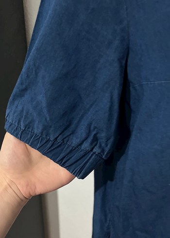 Lacivert Kot Günlük Elbise - Görsel 7