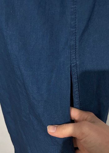 Lacivert Kot Günlük Elbise - Görsel 4