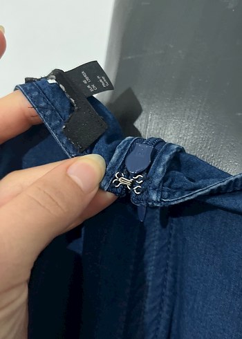 Lacivert Kot Günlük Elbise - Görsel 6