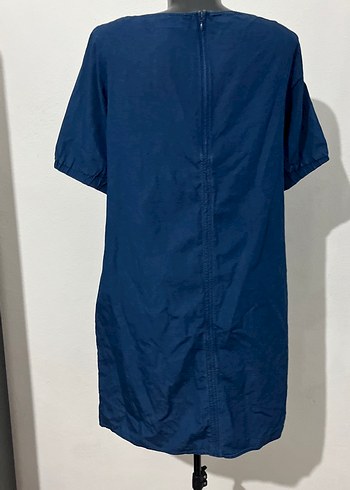 Lacivert Kot Günlük Elbise - Görsel 5