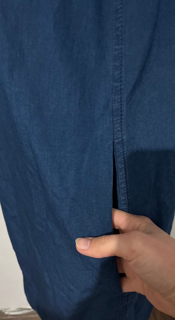 Lacivert Kot Günlük Elbise - Görsel 4