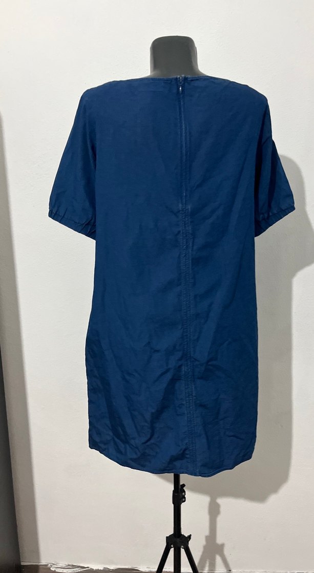 Lacivert Kot Günlük Elbise - Görsel 5