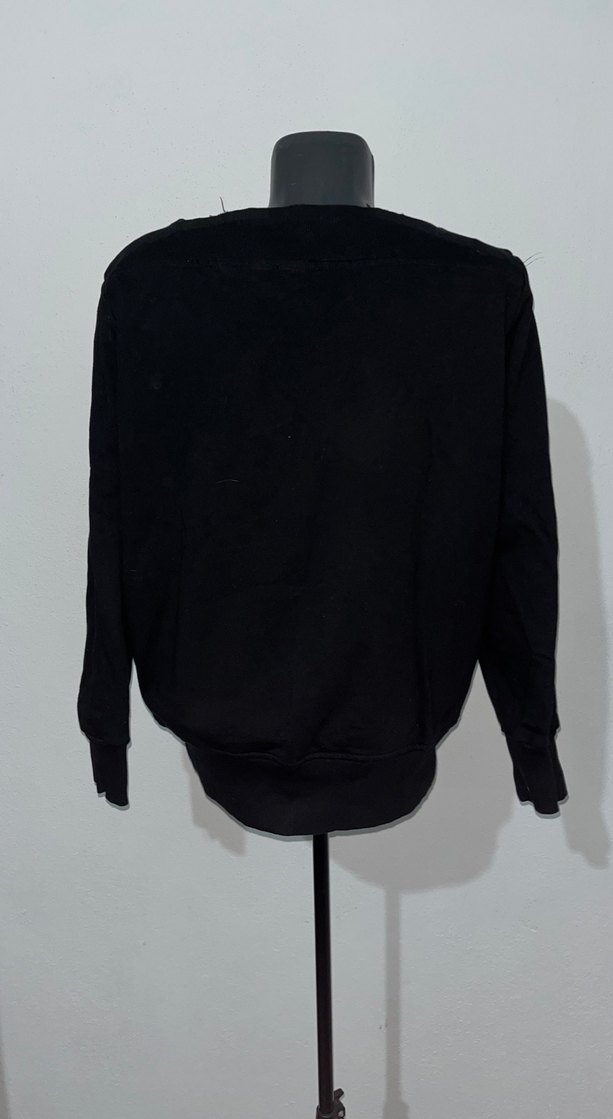 V Yaka Siyah  Kadın Kazak Sweat - Görsel 5