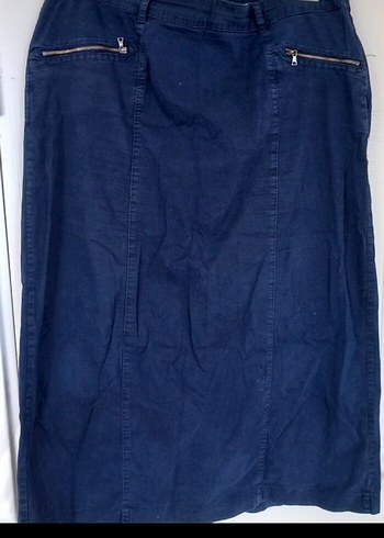 Kadın Lacivert Midi Denim Etek