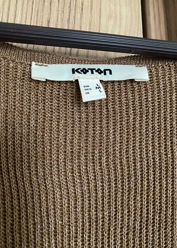 V Yaka Kahve- Bej Örgü Kadın Kazak - Görsel 4