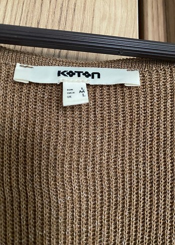 V Yaka Kahve- Bej Örgü Kadın Kazak - Görsel 3