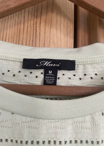 Bej Kadın Kısa Kollu Triko Tişört - Görsel 2