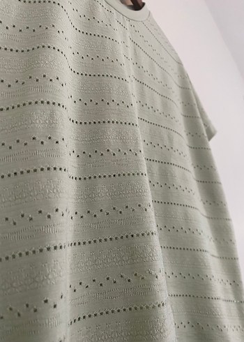 Bej Kadın Kısa Kollu Triko Tişört - Görsel 3