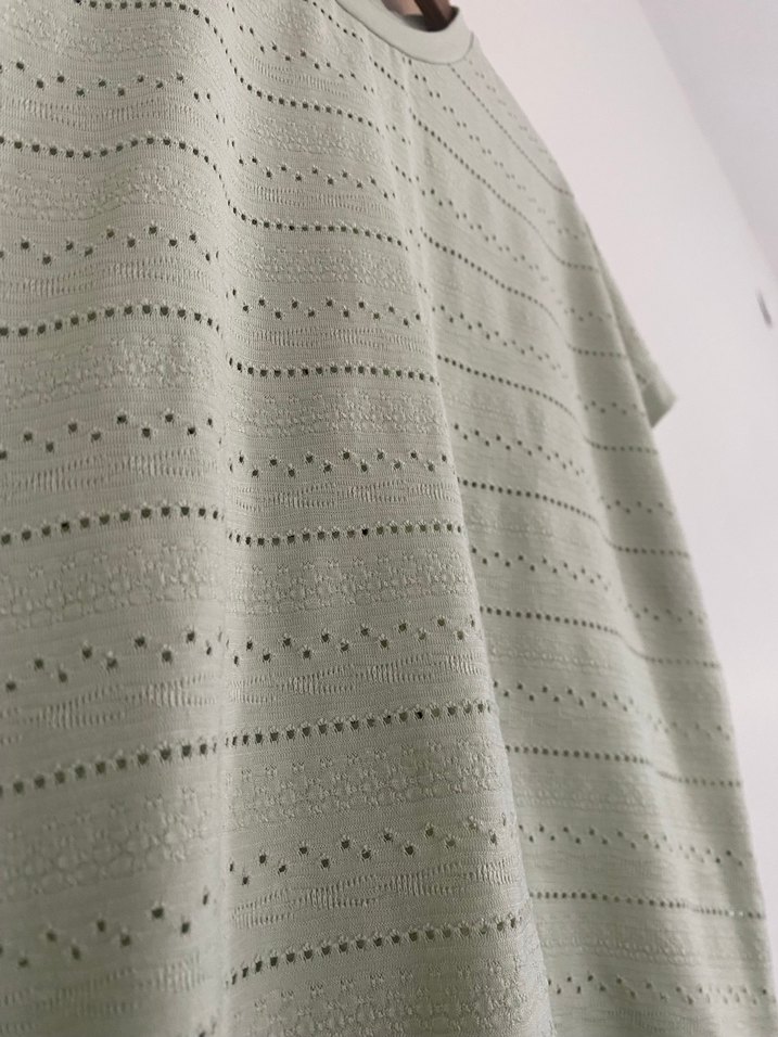 Bej Kadın Kısa Kollu Triko Tişört - Görsel 3