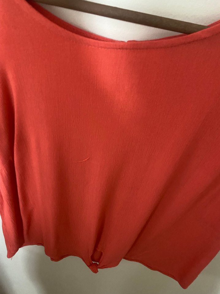 Kırmızı Kısa Kollu Salaş Bluz - Görsel 2