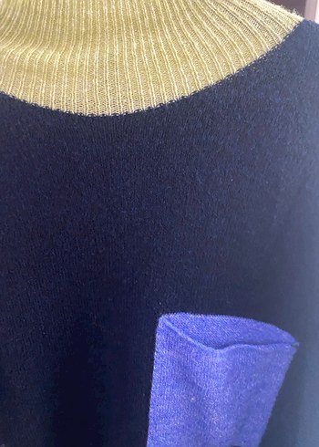 Twist Mor Cep Detaylı Uzun Salaş Kadın Triko Kazak - Görsel 2