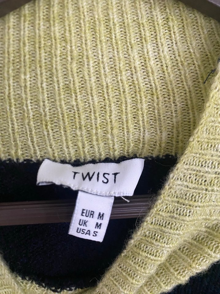 Twist Mor Cep Detaylı Uzun Salaş Kadın Triko Kazak - Görsel 3