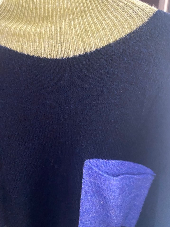 Twist Mor Cep Detaylı Uzun Salaş Kadın Triko Kazak - Görsel 2