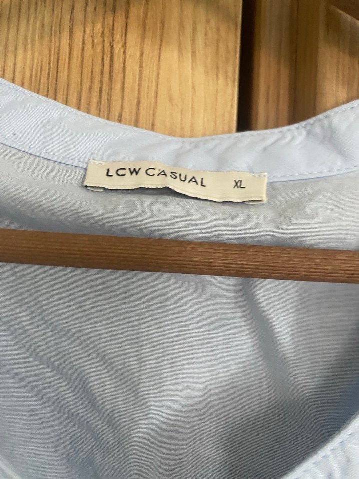 Nakışlı Keten Mavi Hamile Bluzu - Görsel 2