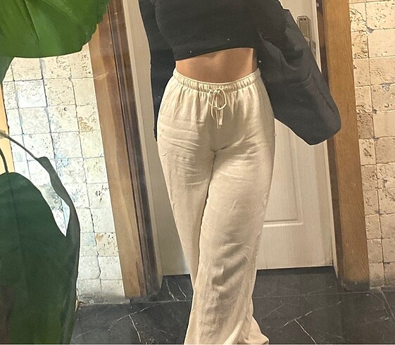 xs Beden ten rengi Renk Stradivarius keten pantolon