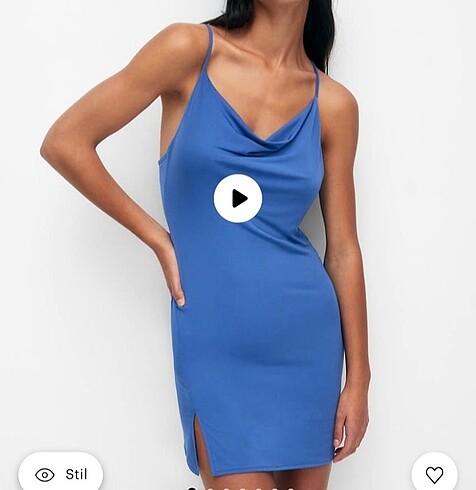 Bershka mini mavi elbise
