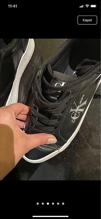 Calvin Klein Siyah deri spor ayakkabı orijinal ayakkabı calvın Klein