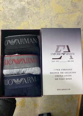 Emporio Armani Erkek Gri Baskılı Boxer 3'lü Set - Görsel 2