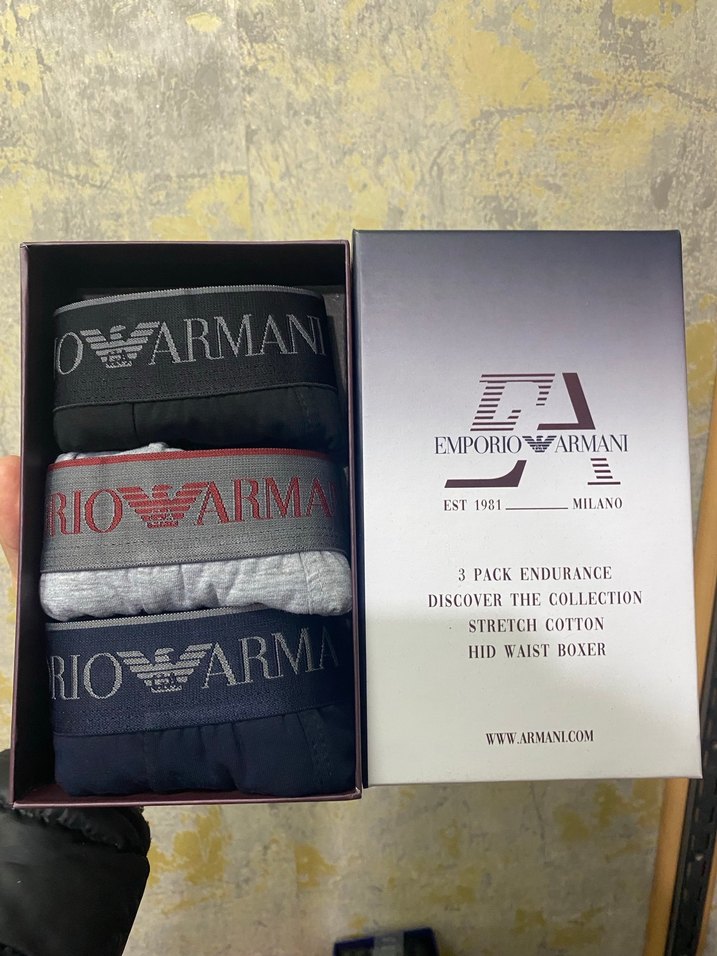 Emporio Armani Erkek Gri Baskılı Boxer 3'lü Set - Görsel 2