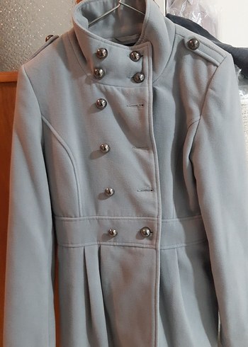 Düğmeli Gri Midi Kadın Kaban - Görsel 3