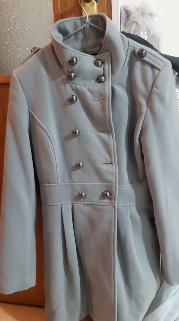 Düğmeli Gri Midi Kadın Kaban - Görsel 2