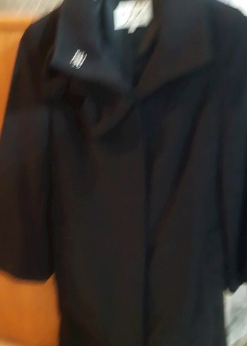 Düğmeli Siyah Kadın Hamile Midi Kaban - Görsel 3