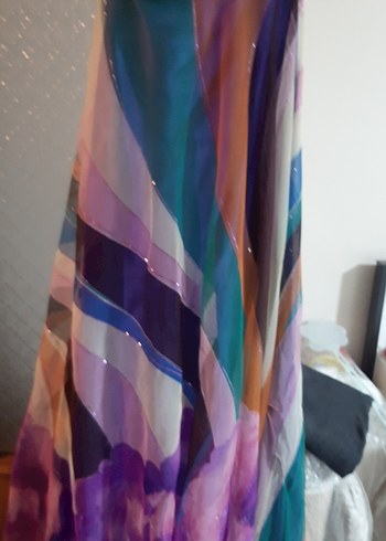 Bohem Tarzda Renkli Uzun Drapeli Elbise - Görsel 3