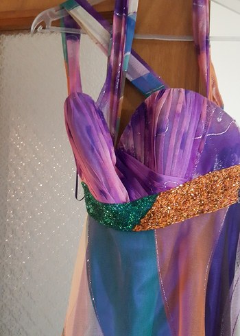 Bohem Tarzda Renkli Uzun Drapeli Elbise - Görsel 2