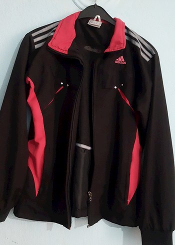 Adidas Siyah Kırmızı Fermuarlı Kadın Ceket