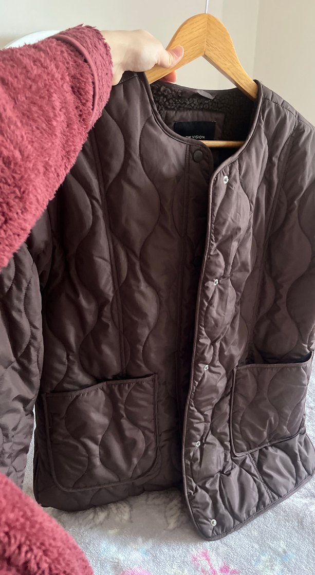 Düğmeli Kahverengi Kadın mont - Görsel 4