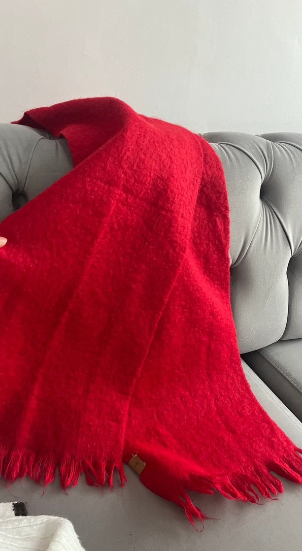 Kırmızı Örgü Kadın Şal atkı Beymen - Görsel 4