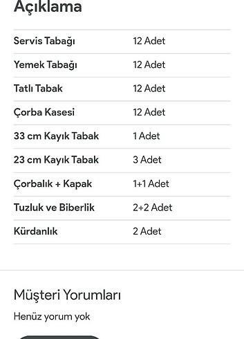  Beden beyaz Renk Korkmaz yemek takımı 60 parça